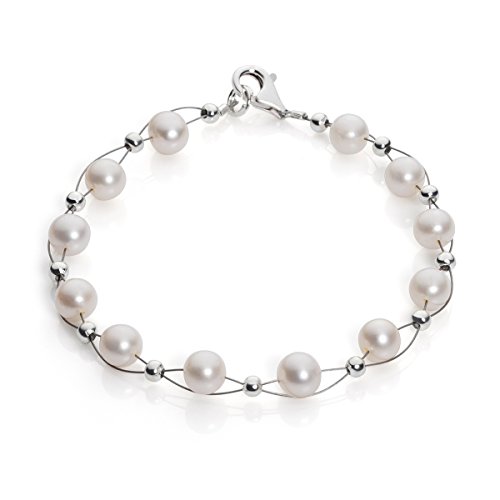 Armband aus SüÃŸwasser Perlen Zuchtperlen creme weiÃŸ Perlenarmband elegant Hochzeit von Schmuck Krone