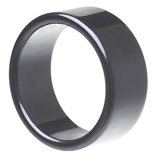 Schmuck Krone Breiter Ring aus Hämatit grau dunkelgrau schlicht flach glatt Herren Damen Unisex, Ringgröße:Innenumfang 53mm ~ Ø16.9mm von Schmuck Krone