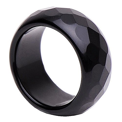 Breiter Ring aus echtem Onyx schwarz facettiert edel Fingerring Onyxring, Ringgröße:Innenumfang 56mm ~ Ø17.8mm von Schmuck Krone