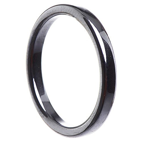 Schmuck Krone Dünner Ring aus Hämatit 3mm flach grau dunkelgrau schmal schlicht Steinring, Ringgröße:Innenumfang 50mm ~ Ø15.9mm von Schmuck Krone