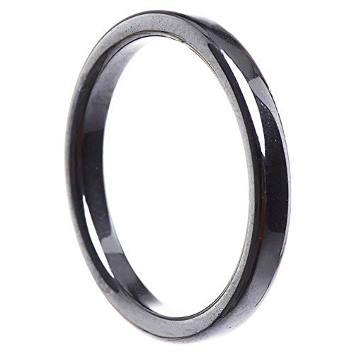 Schmuck Krone Dünner Ring aus Hämatit 3mm flach grau dunkelgrau schmal schlicht Steinring, Ringgröße:Innenumfang 52mm ~ Ø16.6mm von Schmuck Krone