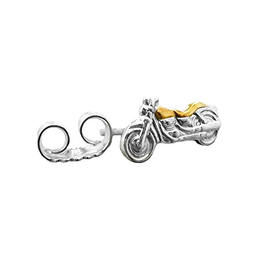 Einzelstecker Ohrstecker Motorrad Bike 1 Stk 925 Silber teilvergoldet Unisex von Schmuck Krone