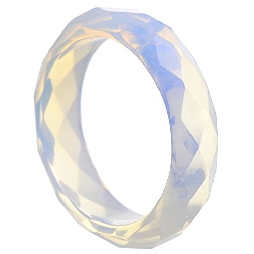 Schmuck Krone Faccetierter Ring aus Opalit (synth. Mondstein) Damenring Steinring Opalitring Mondsteinring schlicht, Ringgröße:Innenumfang 58mm ~ Ø18.5mm von Schmuck Krone