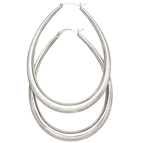 Große XXL Creolen 65,1mm Ohrringe Ohrschmuck aus 925 Silber mattiert oval von Schmuck Krone