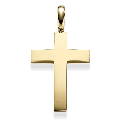 Großer Anhänger Kreuz 44,5x30mm 585 Gold Gelbgold Halsschmuck schlicht glänzend von Schmuck Krone