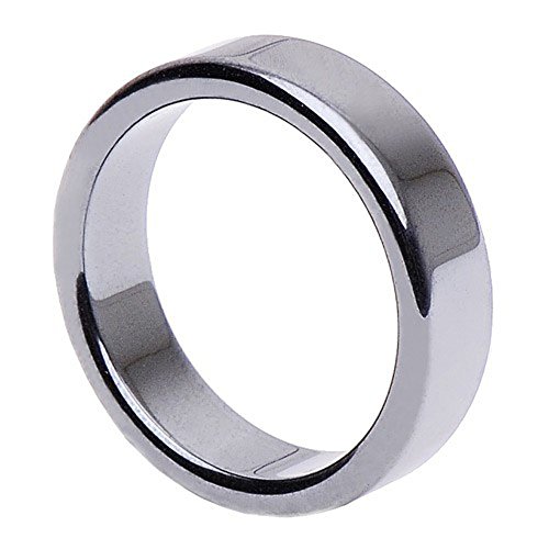 Schmuck Krone Hämatit Ring Fingerring Fingerschmuck Unisex schlicht flach glatt grau Steinring, Ringgröße:Innenumfang 51mm ~ Ø16.2mm von Schmuck Krone