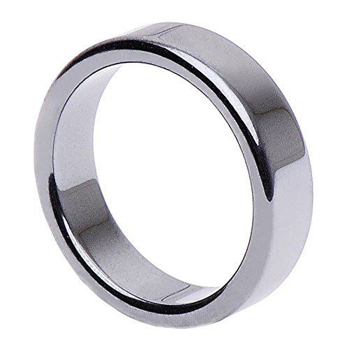 Hämatit Ring Fingerring Fingerschmuck Unisex schlicht flach glatt grau Steinring, Ringgröße:Innenumfang 62mm ~ Ø19.7mm von Schmuck Krone