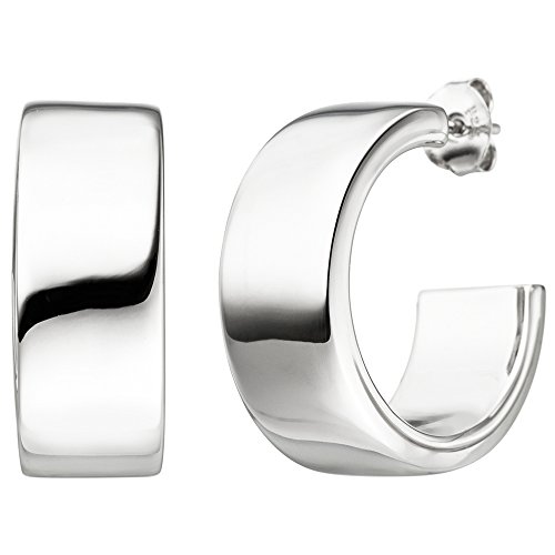 Halbcreolen Ohrringe Creolen Ohrschmuck flach glänzend schlicht 925 Silber von Schmuck Krone