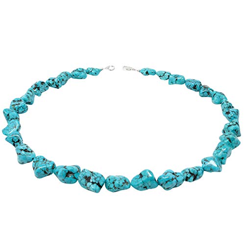 Halskette Kette Collier Türkis-Howlith 925 Silber Halsschmuck Natursteine 50cm von Schmuck Krone