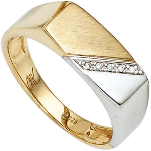 Herrenring Ring mit 5 Diamanten Brillanten 585 Gold Gelbgold Weißgold, Ringgröße:Innenumfang 62mm ~ Ø19.7mm von Schmuck Krone