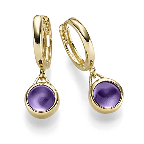 Kleine Ohrringe Creolen Ohrhänger 19x6,5mm 585 Gold Gelbgold Amethyst lila violett Kleine Ohrringe Creolen Ohrhänger 19x6,5mm 585 Gold Gelbgold Amethyst lila violett von Schmuck Krone