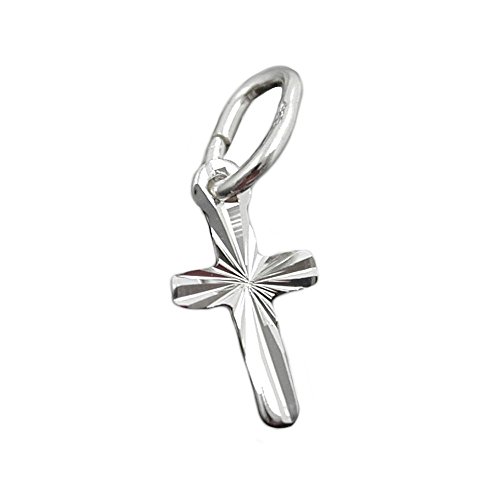 Kleiner Anhänger Mini-Kreuz aus 925 Silber diamantiert Kettenanhänger Unisex von Schmuck Krone