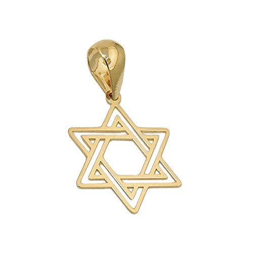 Kleiner Ketten-Anhänger Amulett David-Stern 11mm 375 Gold Gelbgold Halsschmuck von Schmuck Krone