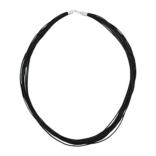 Kordelband 14-reihig schwarz Verschluss 925 Silber Unisex 45-46cm von Schmuck Krone