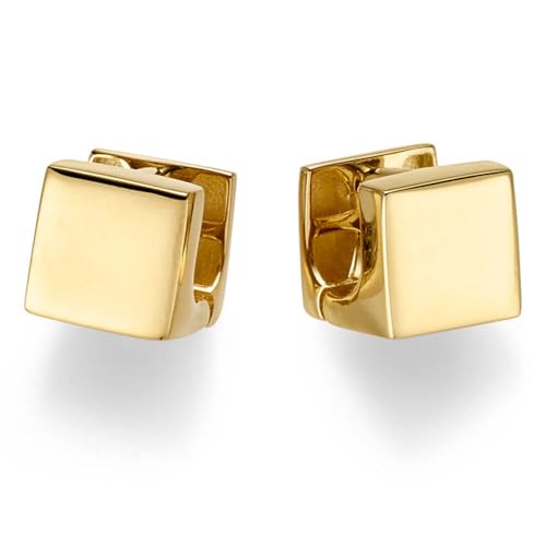 Ohrringe Creolen Cube 9,5x9,5mm 585 Gold Gelbgold glänzend eckig Ohrschmuck von Schmuck Krone