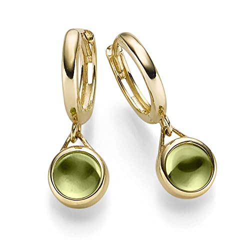 Ohrringe Creolen Ohrhänger 19x10,5mm 585 Gold Gelbgold mit Peridot grün von Schmuck Krone