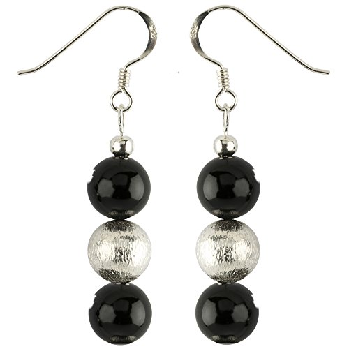 Ohrringe Ohrhänger aus echtem Onyx & 925er Silber Ohrhaken Ohrschmuck Damen von Schmuck Krone