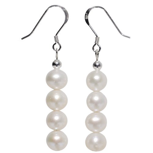 Ohrringe Ohrhänger aus jeweils 4 SüÃŸwasser Perlen Zuchtperlen weiÃŸ 925 Silber Ohrschmuck von Schmuck Krone