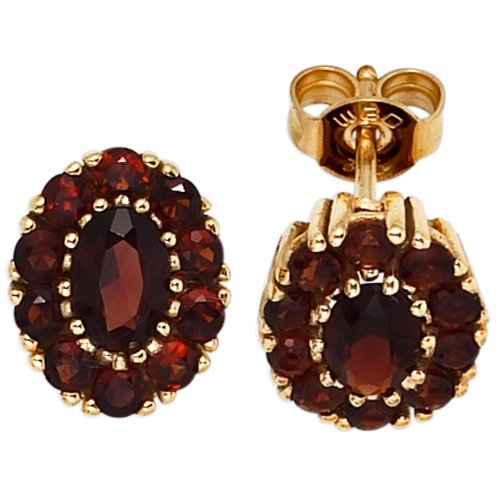 Ohrstecker Stecker Ohrschmuck Granat dunkelrot oval 375 Gold Gelbgold Ohrstecker Stecker Ohrschmuck Granat dunkelrot oval 375 Gold Gelbgold von Schmuck Krone
