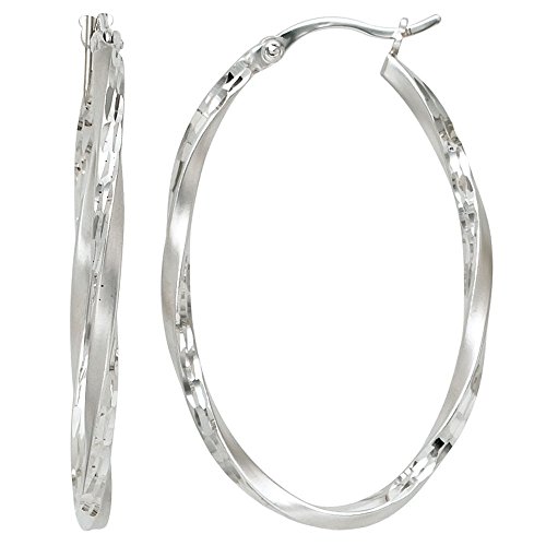 Paar Ohrringe Creolen Creole 40,6mm oval 925 Silber rhodiniert gedreht von Schmuck Krone