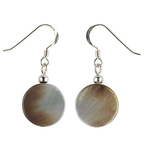 Paar Ohrringe aus Perlmutt Disk Ã˜14mm 925 Silber rund flach schlicht Ohrschmuck von Schmuck Krone