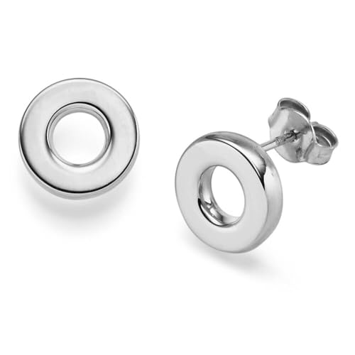 Paar Ohrstecker Kreise Ø11mm aus 585 Gold Weißgold glänzend schlicht von Schmuck Krone