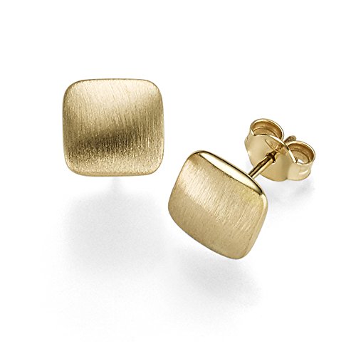 Paar Ohrstecker Quadrat 9mm abgerundet mattiert gebürstet 585 Gold Gelbgold Paar Ohrstecker Quadrat 9mm abgerundet mattiert gebürstet 585 Gold Gelbgold von Schmuck Krone
