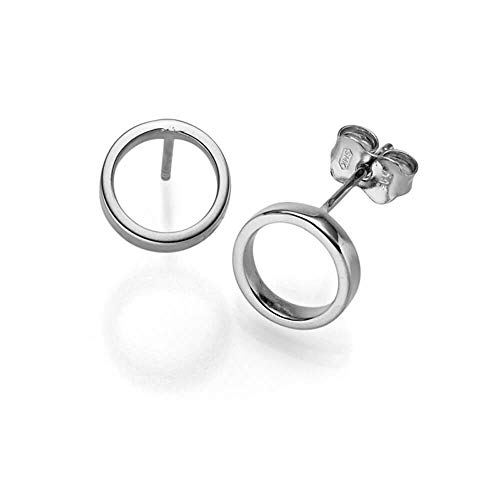 Paar Ohrstecker Ring Ø9mm aus 585 Weißgold Ohrringe Ohrschmuck schlicht glänzend von Schmuck Krone