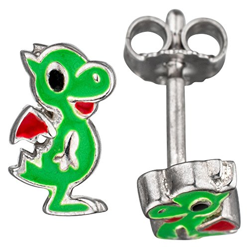 Paar Ohrstecker Stecker grüner Baby Drachen 925 Silber Ohrschmuck Kinder von Schmuck Krone