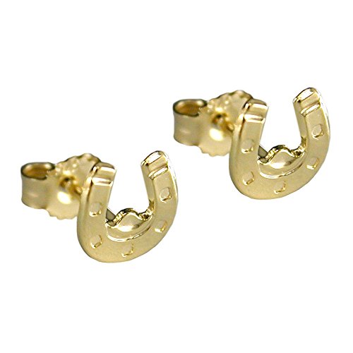 Paar Stecker Ohrstecker Hufeisen aus 375 Gold Gelbgold Goldohrstecker Damen von Schmuck Krone