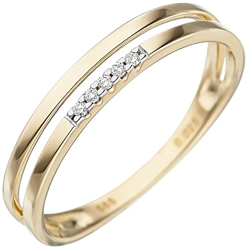 Ring 5 Diamanten Brillanten 2-reihig 585 Gold Gelbgold, Ringgröße:Innenumfang 52mm ~ Ø16.6mm von Schmuck Krone