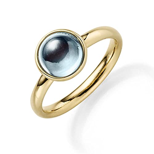 Ring Damenring aus 585 Gold Gelbgold mit Topas Blautopas Fingerring, Ringgröße:Innenumfang 52mm ~ Ø16.6mm von Schmuck Krone