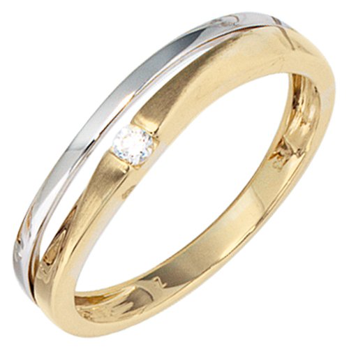 Ring Goldring Damenring Zirkonia 333 Gold teilmattiert gelb/weiß, Ringgröße:Innenumfang 62mm ~ Ø19.7mm von Schmuck Krone