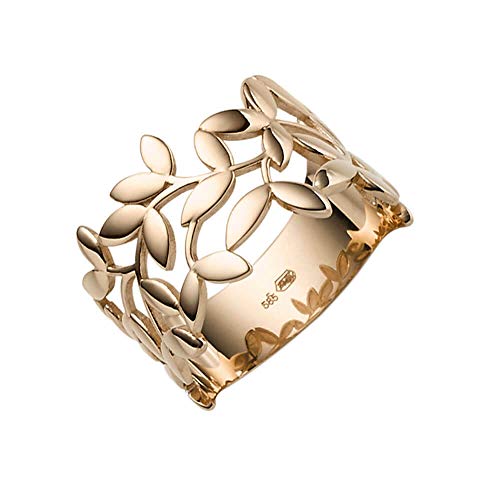 Ring Olivenzweig aus 585 Gold Rotgold Breite 12mm glänzend Fingerring Damen, Ringgröße:Innenumfang 60mm ~ Ø19.1mm von Schmuck Krone