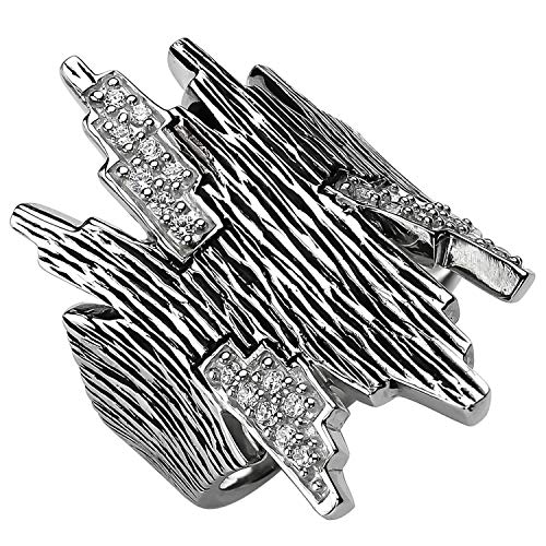 Ring aus 925 Silber geschwärzt mit 24 weißen Zirkonia Fingerring Damen, Ringgröße:Innenumfang 56mm ~ Ø17.8mm von Schmuck Krone