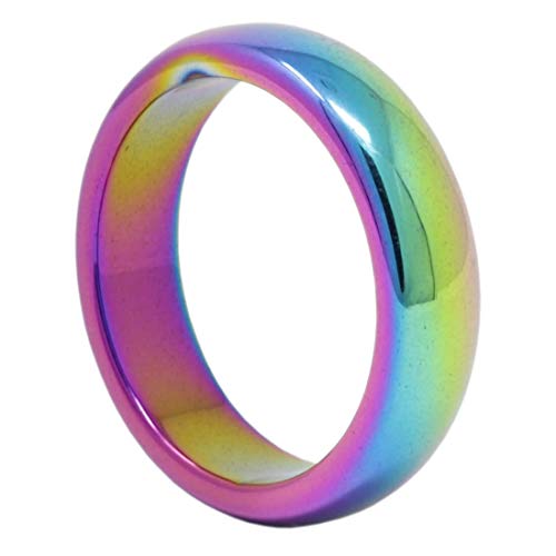Ring aus Hämatit Multicolor glatt rund Hämatitring Steinring rainbow bedampft, Ringgröße:Innenumfang 54mm ~ Ø17.2mm von Schmuck Krone