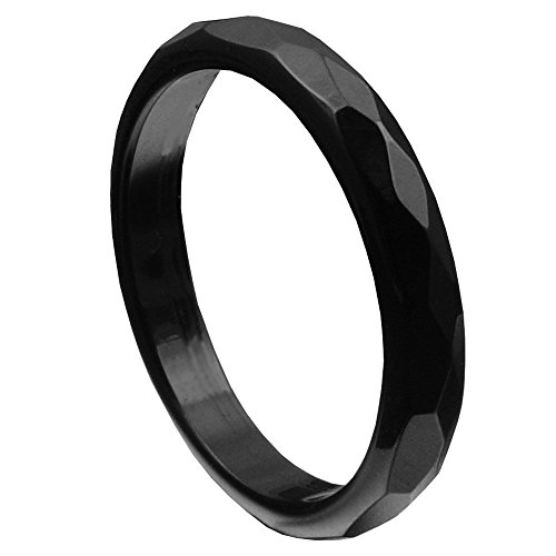 Ring aus Onyx schwarz facettiert Onyxring Damenring Steinring 3mm schmal dünn, Ringgröße:Innenumfang 48mm ~ Ø15.3mm von Schmuck Krone