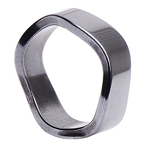 Ring aus echtem Hämatit gewellt grau dunkelgrau glatt Hämatitring Steinring, Ringgröße:Innenumfang 58mm ~ Ø18.5mm von Schmuck Krone