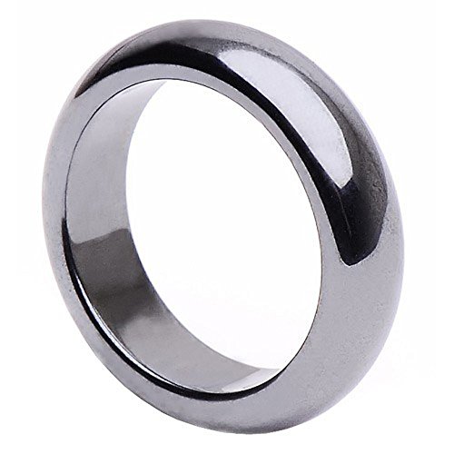 Schmuck Krone Ring aus echtem Hämatit grau dunkelgrau glatt rund Hämatitring Steinring Unisex, Ringgröße:Innenumfang 50mm ~ Ø15.9mm von Schmuck Krone
