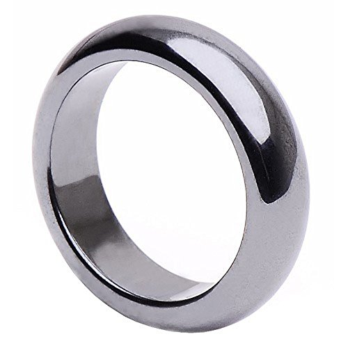 Ring aus echtem Hämatit grau dunkelgrau glatt rund Hämatitring Steinring Unisex, Ringgröße:Innenumfang 50mm ~ Ø15.9mm von Schmuck Krone
