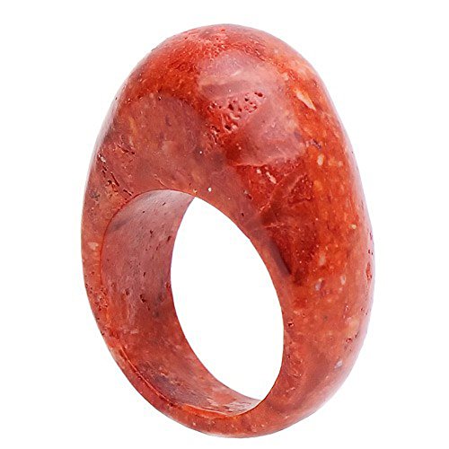 Ring aus echter Koralle Schaumkoralle mit Wölbung massiv Korallenring Damen, Ringgröße:Innenumfang 56mm ~ Ø17.8mm von Schmuck Krone