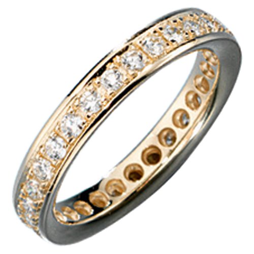 Ring für Damen Memoryring mit Diamanten Brillanten 585 Gold Gelbgold Goldring, Ringgröße:Innenumfang 56mm ~ Ø17.8mm von Schmuck Krone