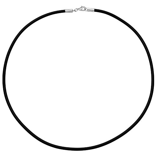 Schmuck Krone 2,0mm Kautschukkette schwarz Karabiner aus 925 Silber Unisex 42cm von Schmuck Krone