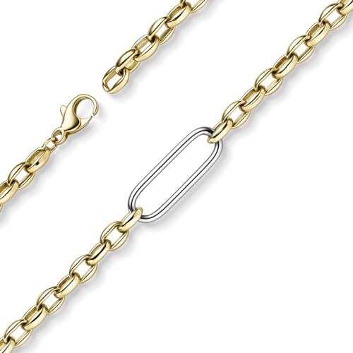 Schmuck Krone 5mm Armband aus 585 Gelbgold mittleres Element 8,3x25mm aus 585 Weißgold 19cm von Schmuck Krone