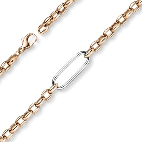 Schmuck Krone 5mm Armband aus 585 Rotgold mittleres Element 8,3x25mm aus 585 Weißgold 19cm von Schmuck Krone