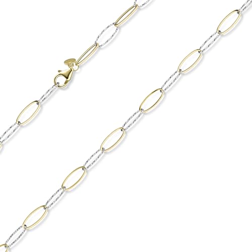 Schmuck Krone 5mm Phantasie Armband mit ovalen Kettengleidern aus 585 Gold gelb/weiß 19cm von Schmuck Krone