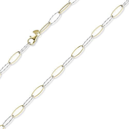 Schmuck Krone 5mm Phantasie Armband mit ovalen Kettengleidern aus 585 Gold gelb/weiß 21cm von Schmuck Krone