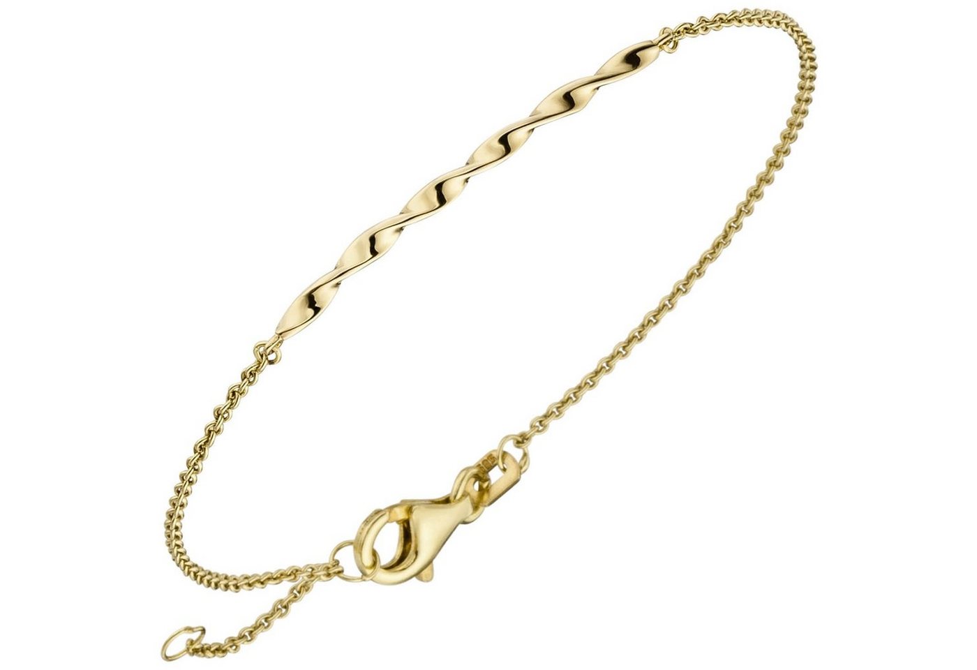Schmuck Krone Goldarmband Armband aus 585 Gold Gelbgold glänzend mittleres Teil gedreht 15,5-17,5cm von Schmuck Krone