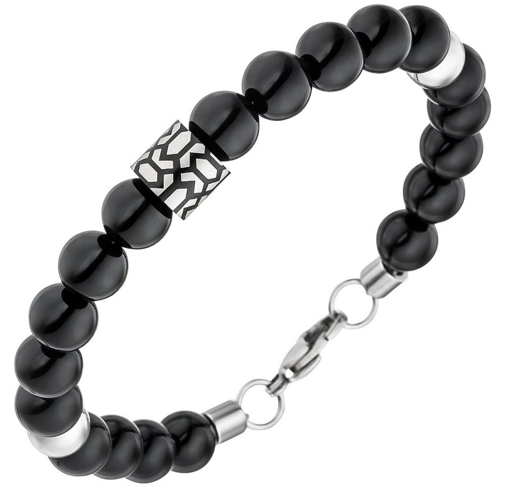 Schmuck Krone Armband Kugel-Armband Armschmuck für Herren aus Onyx mit Edelstahl schwarz 21cm von Schmuck Krone