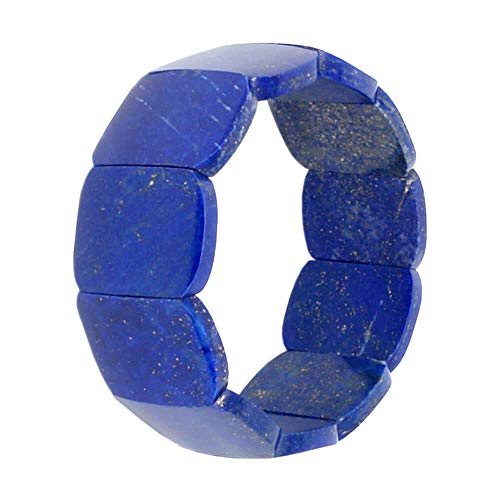 Schmuck Krone Armband aus Edelstein Lapis-Lazuli 25mm breit Naturstein blau glatt dehnbar Ã˜6cm von Schmuck Krone